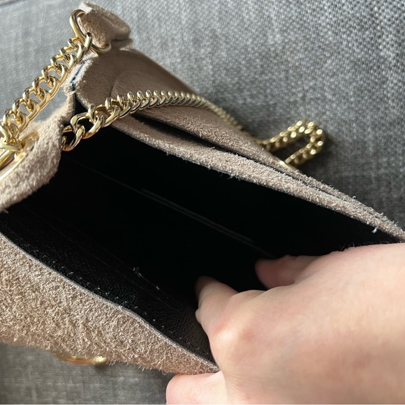 Suede taupe crossbody/shoulder leather bag - Picture 4 of 5